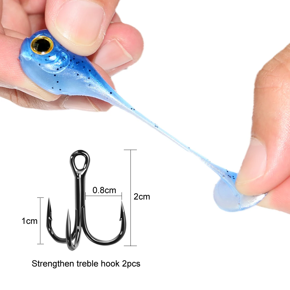 Juego de Señuelos de Pesca, cebo de gusano de silicona Artificial, trucha, Lucio, Crankbaits con anzuelos triples, Swimbait de mar, 17 piezas, 3g - imagen 5