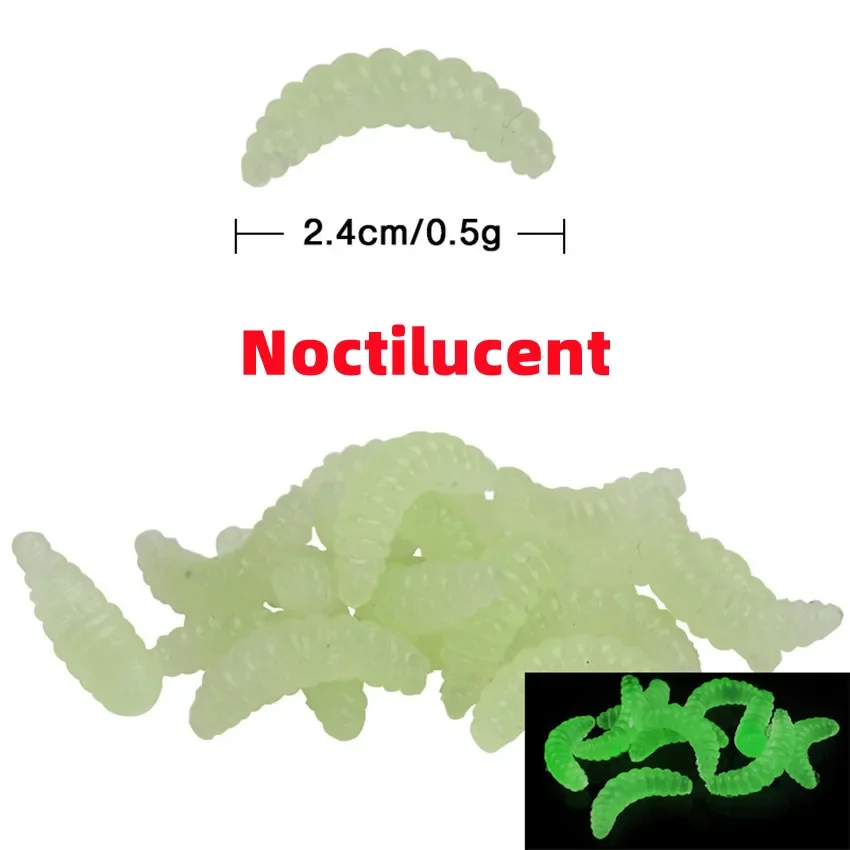 Señuelo de pesca con mosca de trucha, cebo Artificial de silicona, gusano de pan, camarones brillantes, 50/100 piezas - imagen 3