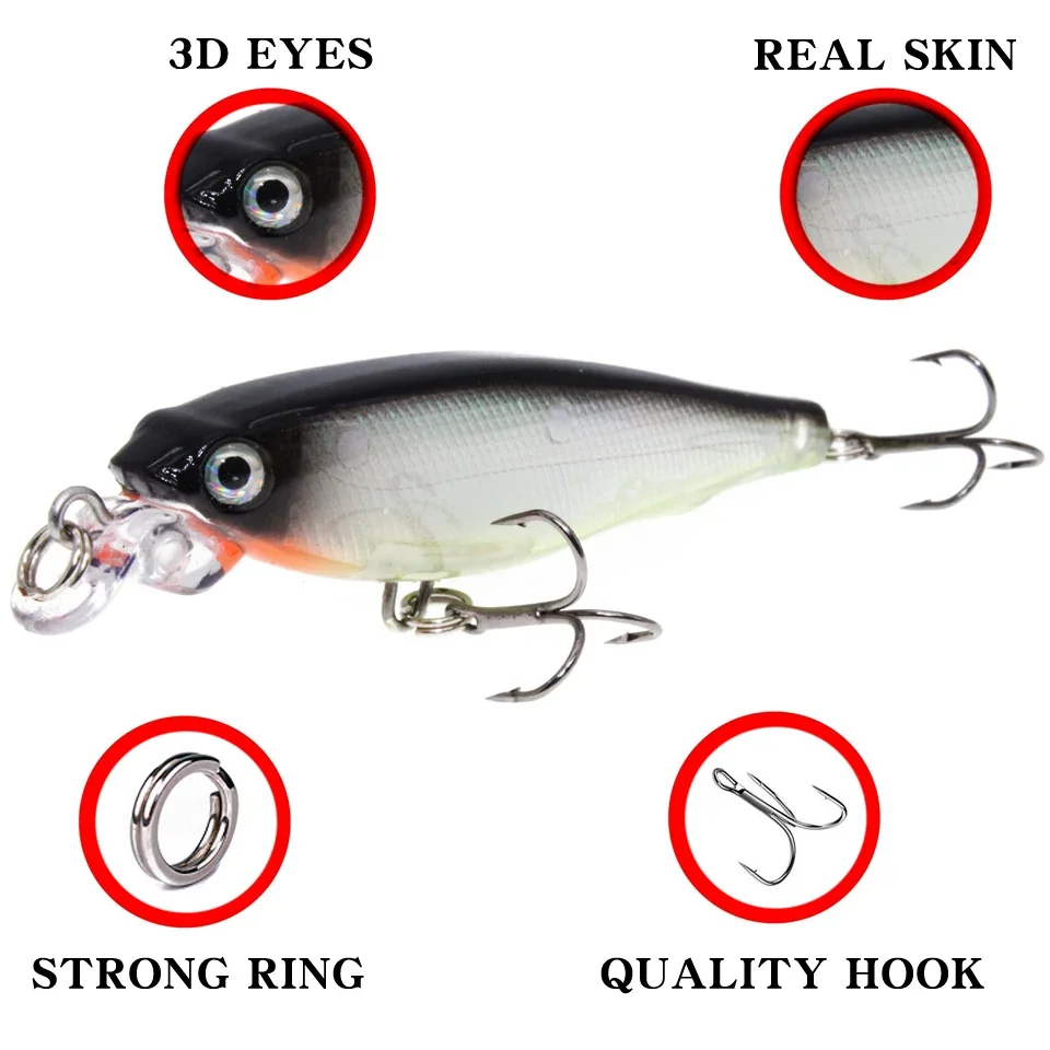 Minnow Crankbait buceo-profundidad Musky flotante-lentamente 8-ganchos ligeros con 2-Pesca - imagen 3