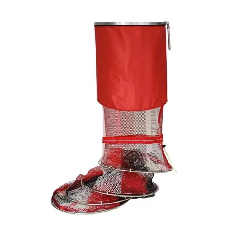 Redes de pesca portátiles plegables de nailon y acero inoxidable, redes largas reforzadas, accesorios de pesca duraderos - imagen 2