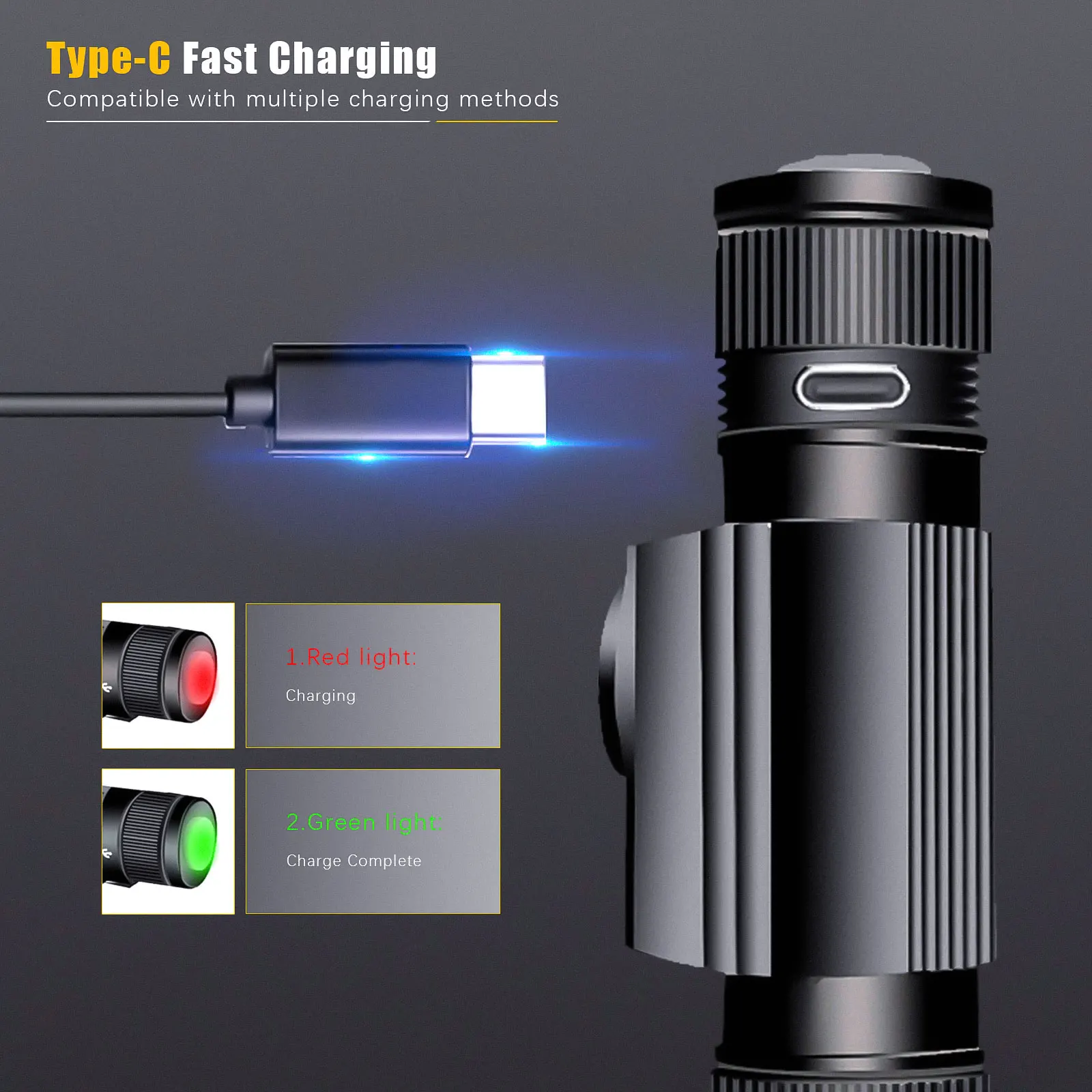 Linterna frontal LED recargable blanca/roja 18650 para pesca y camping - imagen 3
