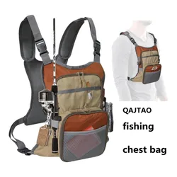 Bolsa de pecho de pesca multifuncional, impermeable y resistente al desgaste, bolsa de almacenamiento de chaleco de equipo de pesca de gran capacidad, bolsa de pesca con mosca