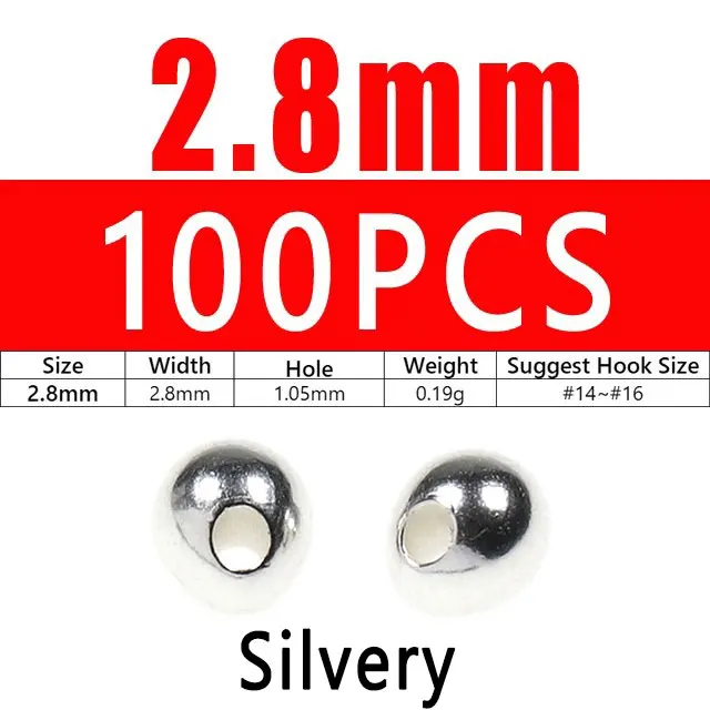 100pcs 2.8mm Silvery