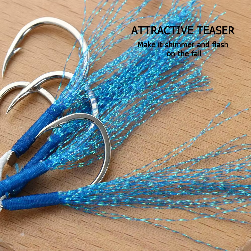 FishTrip Anzuelo Assist Doble Gancho – Anillo Sólido para Jigging - imagen 4