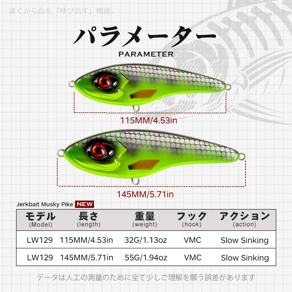 Hunthouse Jerkbait Musky Buster Pike señuelo de Pesca 11,5/14,5 cm 32/52g cebos Jerk VIB hundimiento lento lubina grande Pesca westin - imagen 5