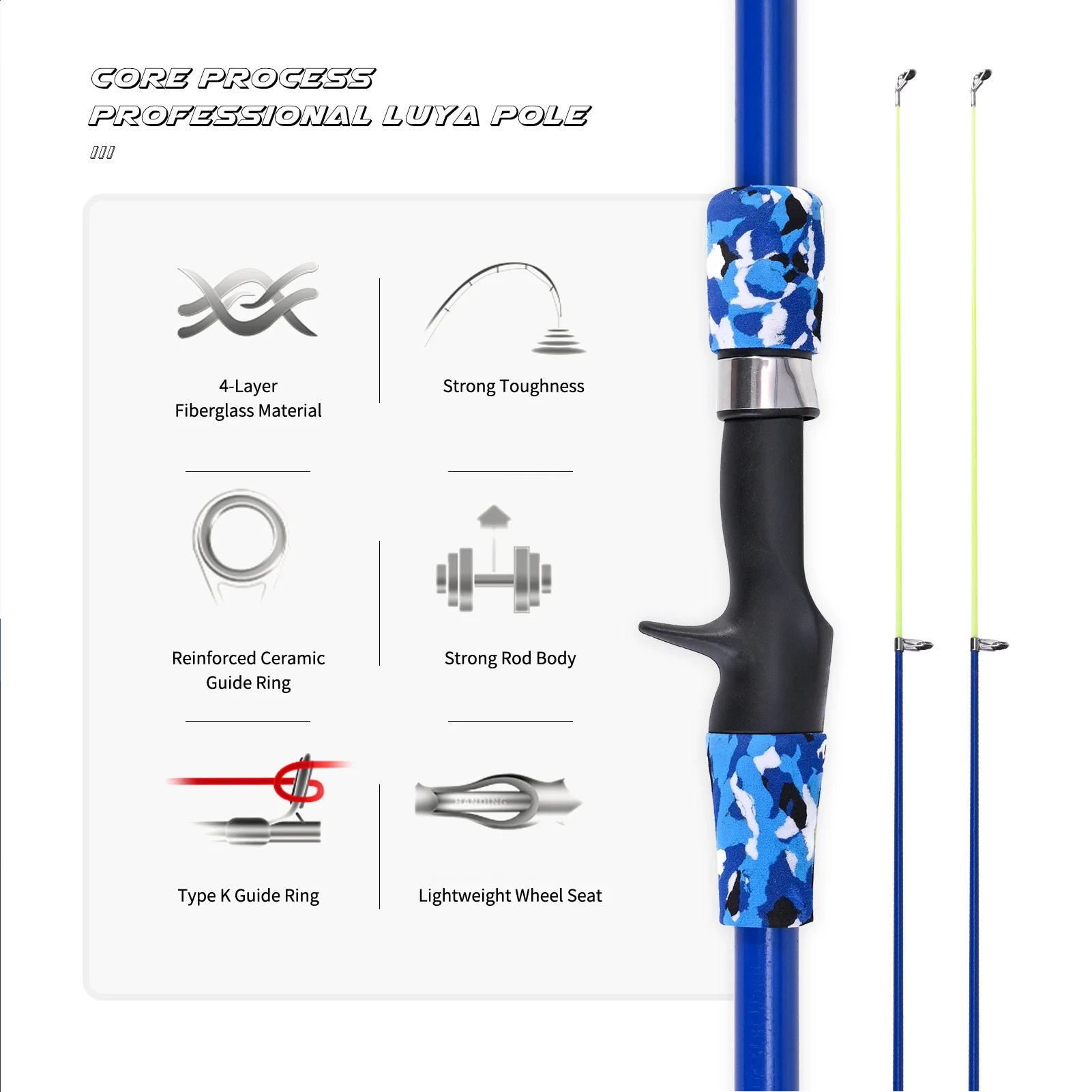 Caña de pescar corta de 1,65 m, caña de pescar telescópica duradera de fibra de vidrio para estanque de depósito, caña de pescar para principiantes, postes de mano - imagen 3