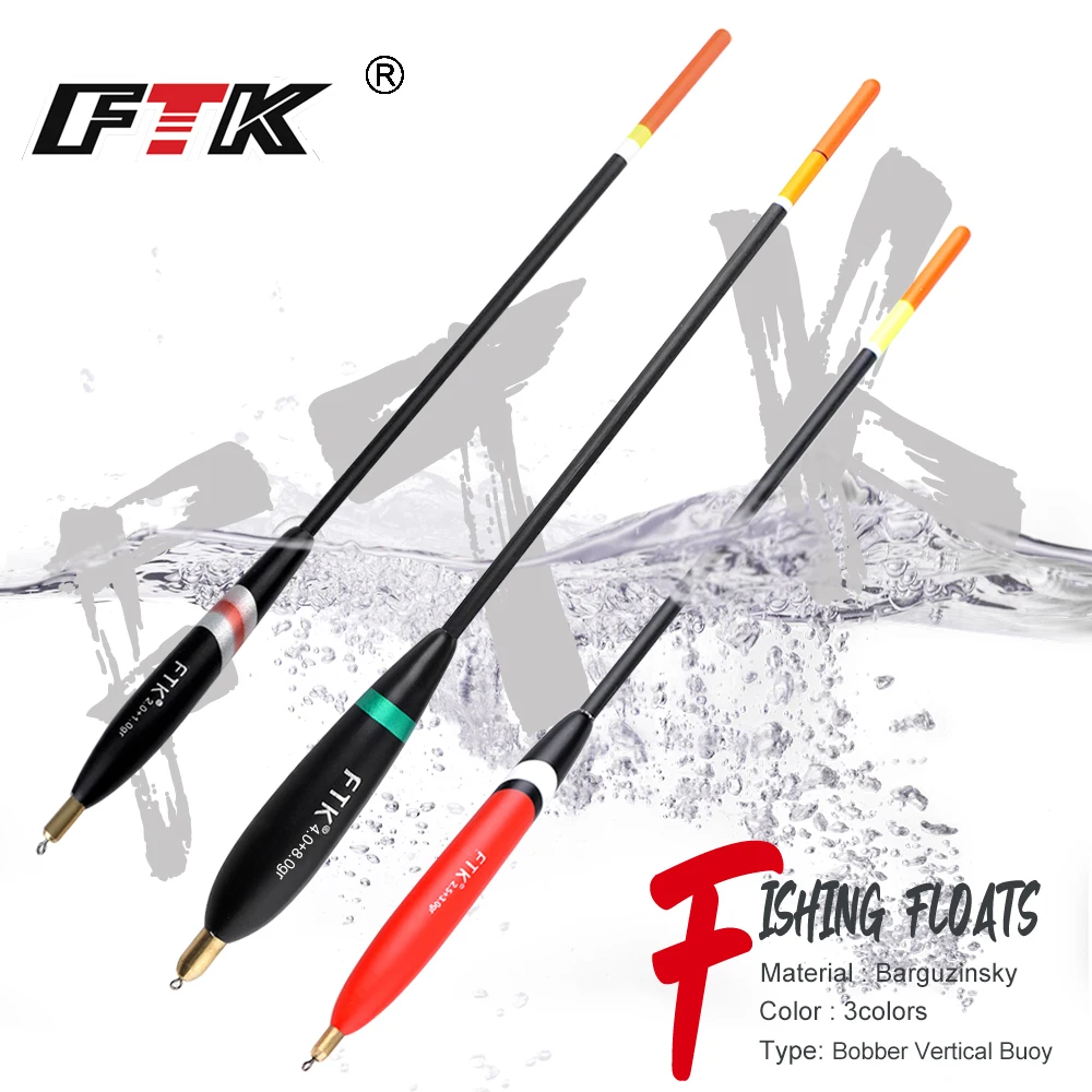 FTK Barguzinsky flotador de abeto 3 colores 3 unids/pack 4 unids/pack boya Vertical Bobber tamaño mixto accesorios de pesca de carpa