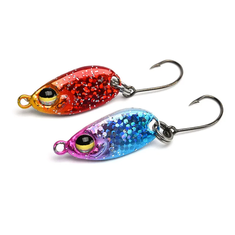 Señuelos de cuchara de trucha de plantilla de Metal Micro, cebo de pesca Jigging fundido pequeño, señuelo Artificial de fundición dura, herramientas de gancho único, 3G, 5g - imagen 2
