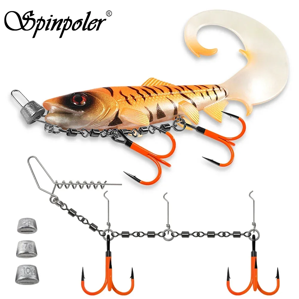 Swimbait Spinpoler cola ondulada con Stinger – Agua salada