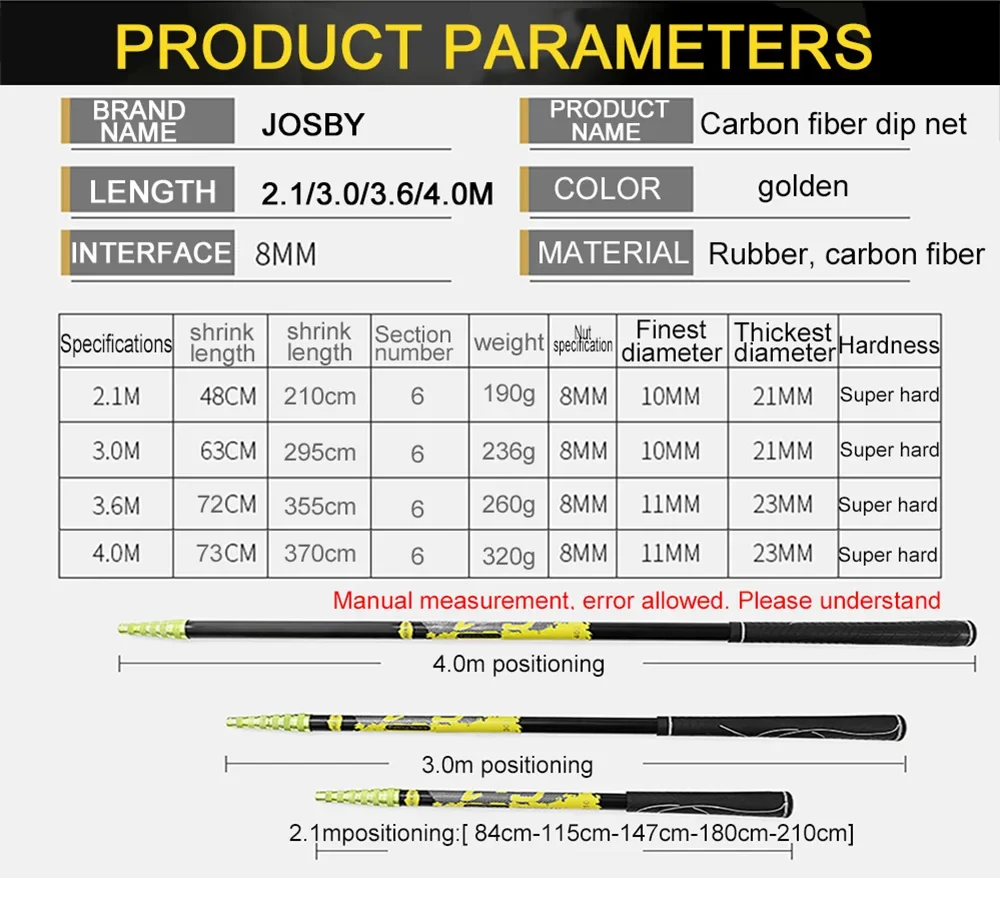 BAKAWA-Red de mano de aterrizaje de pesca de carpa ultraligera, duradera, plegable, mango de poste telescópico, aparejos de pesca de 2,1/3/3, 6/4M - imagen 5