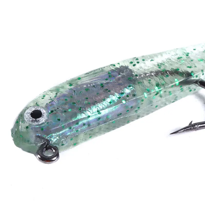 WHYY 5 uds cebo suave cola de tenedor de pescado suave con gancho cabeza de plantilla de plástico Artificial de silicona cebo equipo de pesca de agua dulce y salada - imagen 5