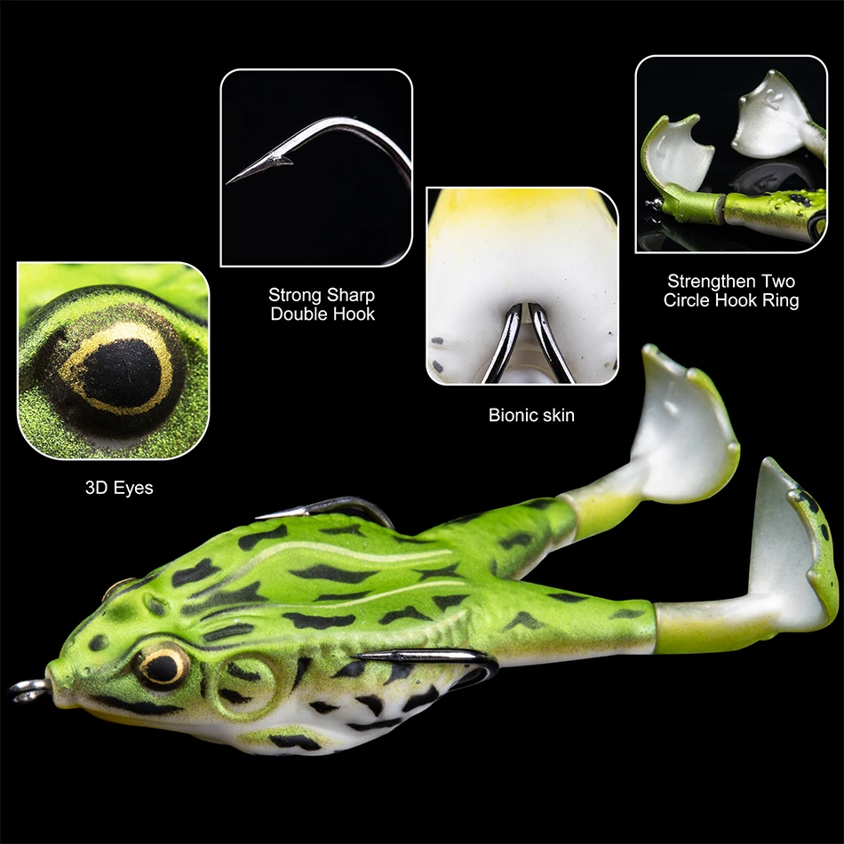 Goture Frog Type Topwater Lure Silicone Thunder Fishing Lure 8/9/10 CM Double Propeller Soft Bait Artificial Wobbler For Fishing - imagen 5