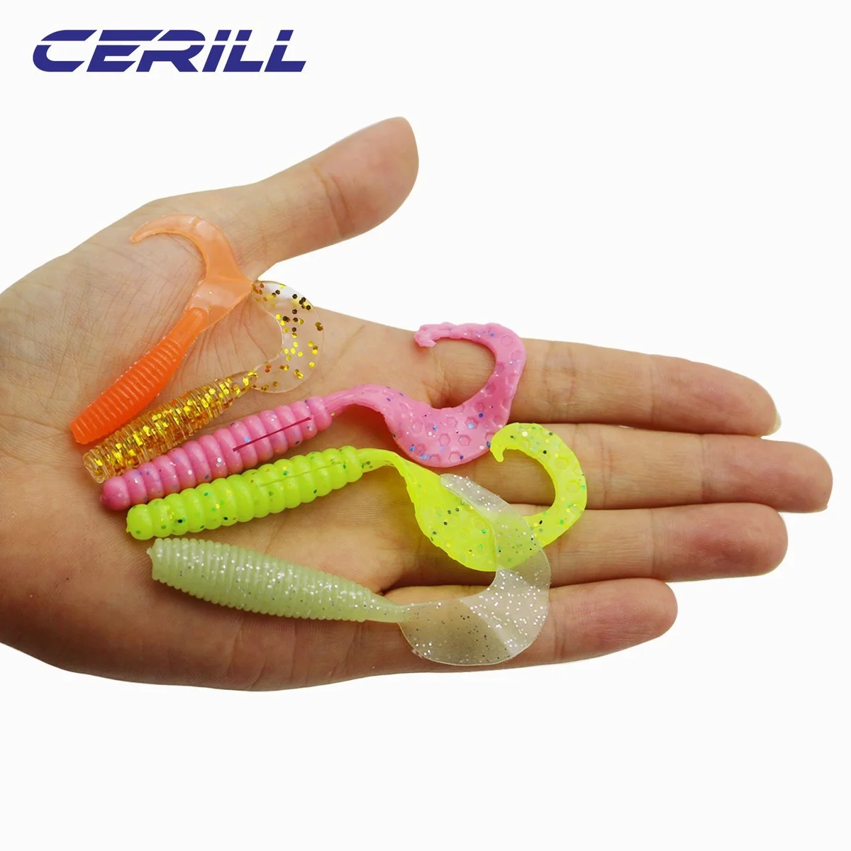 Señuelo de pesca suave de silicona Artificial, cebo de gusanos de cola larga, Wobbler, carpa, lubina, brillo Flexible, Lucio realista, gusano de tierra, 10 piezas