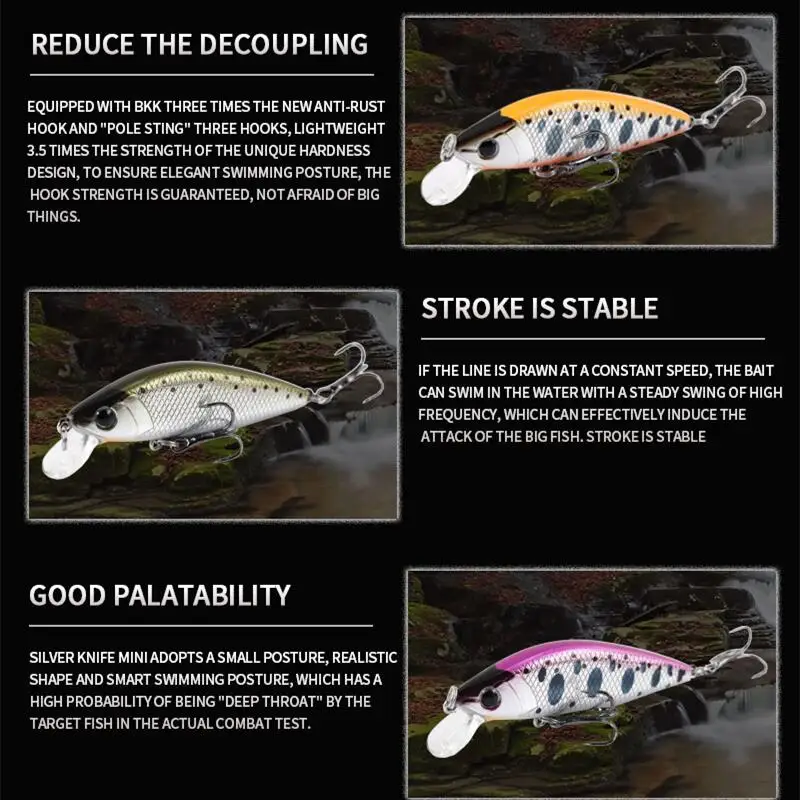 Señuelo de pececillo Artificial, cebo de plástico duro, Wobbler, pesca japonesa, Jerkbait, Lucio, Carkbait, 1 piezas, 50mm, 4,8g - imagen 5