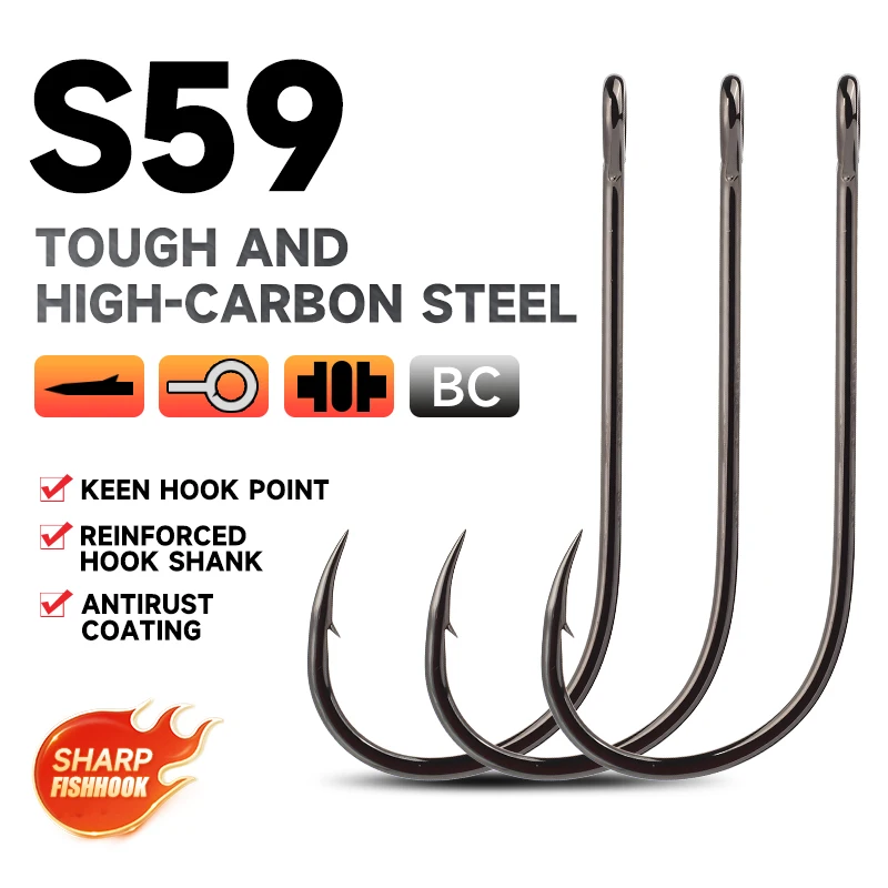 Supercontinente 1 # -4/0 gancho de púas anzuelo de pesca anillo grande anzuelos individuales aparejos anzuelos de gusano con anillo de ojos grandes 10 Uds - imagen 2