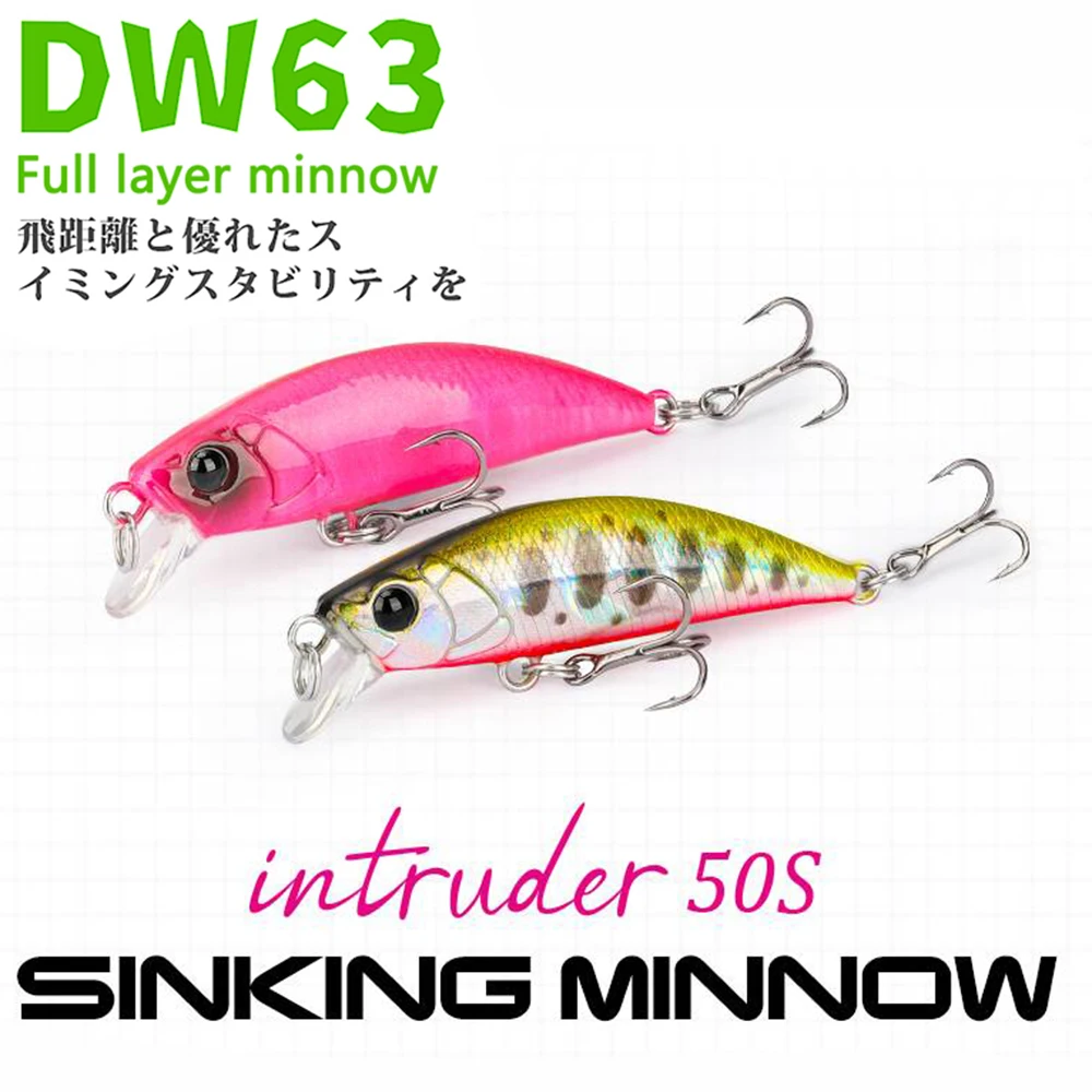 TSURINOYA 50S pesca de trucha Mini señuelo 50mm 5g DW63 corriente hundimiento Minnow cebo Artificial Crankbait Wobbler fregadero Shad - imagen 5