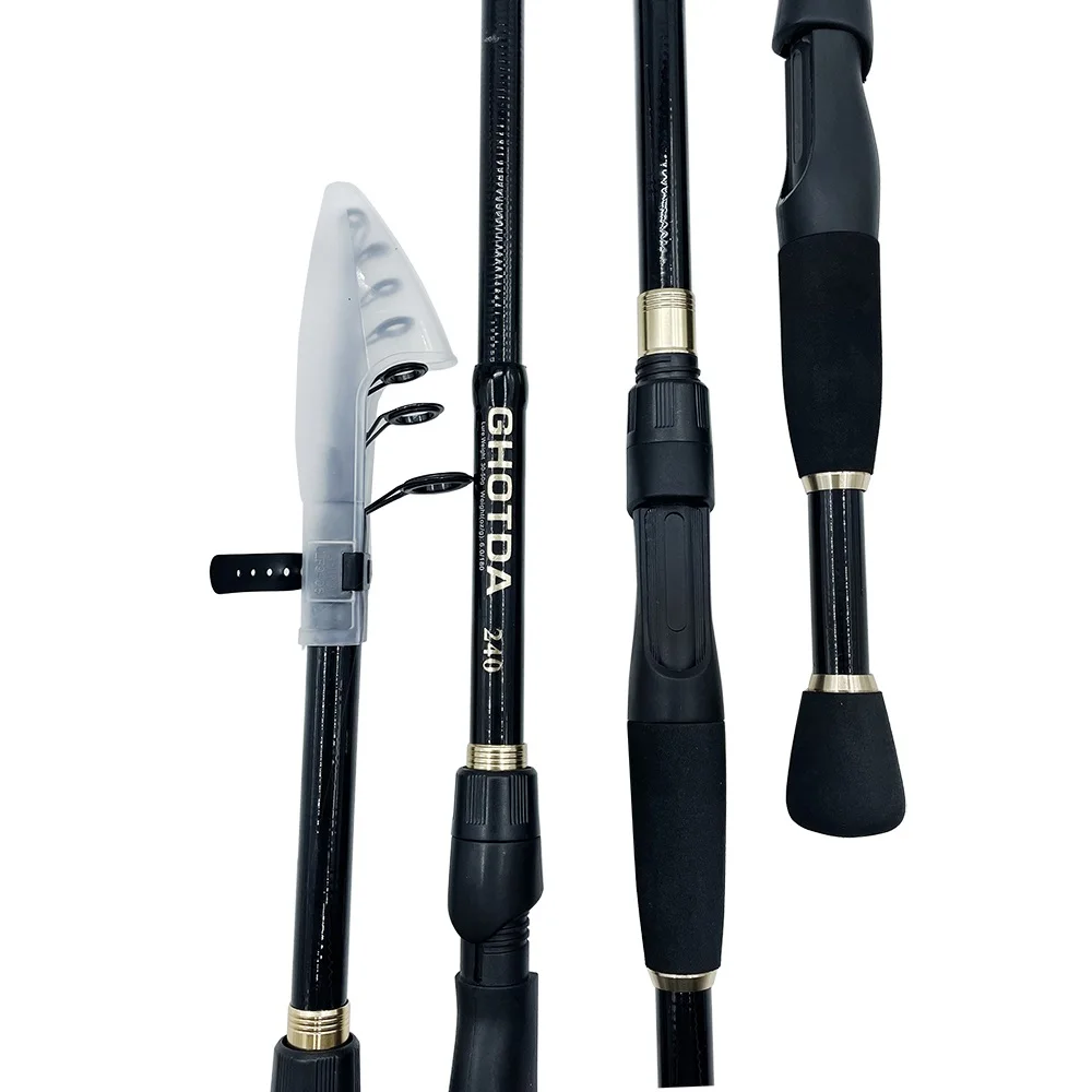 Cañas de pescar telescópicas de 1,6-2,4 m, peso ultraligero, fundición giratoria, accesorios de pesca en caña de carbono, peso del señuelo 10-30g - imagen 3