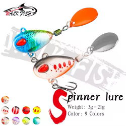 WALK FISH-señuelo VIB, cuchara giratoria, cebo que se hunde, Wobblers, plantilla de Metal, cola de lentejuelas giratoria, cebos de pesca de fundición lejana para lubina