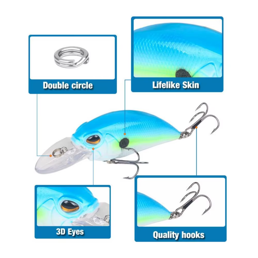 Crankbait con ojos 3D - Señuelo duro para lubina y lucio de pesca - imagen 5