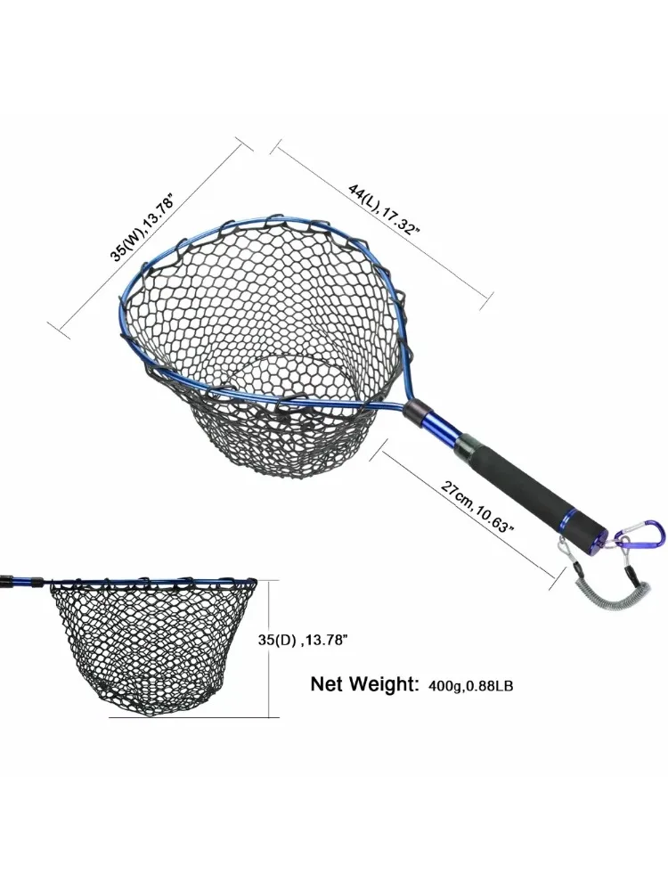 Red de aterrizaje de pesca con mosca Goture, red de pesca telescópica de aleación de aluminio, malla pequeña para trucha, herramientas de pesca de red de mano portátiles plegables - imagen 2