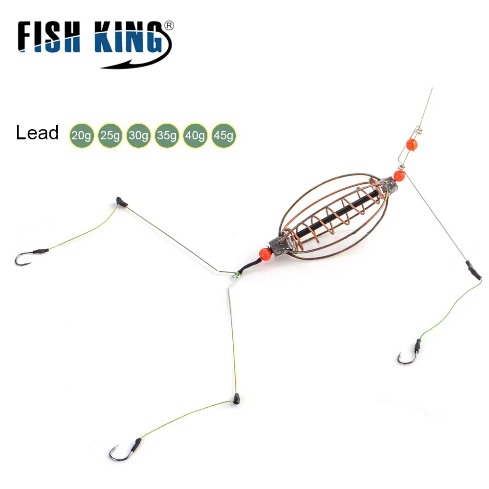 FISH KING-alimentador de pesca de plomo, lanzador de cebo de 20g/25g/30g/35g/40g, alimentador de resorte de pesca con ganchos para accesorios de pesca de carpa - imagen 3