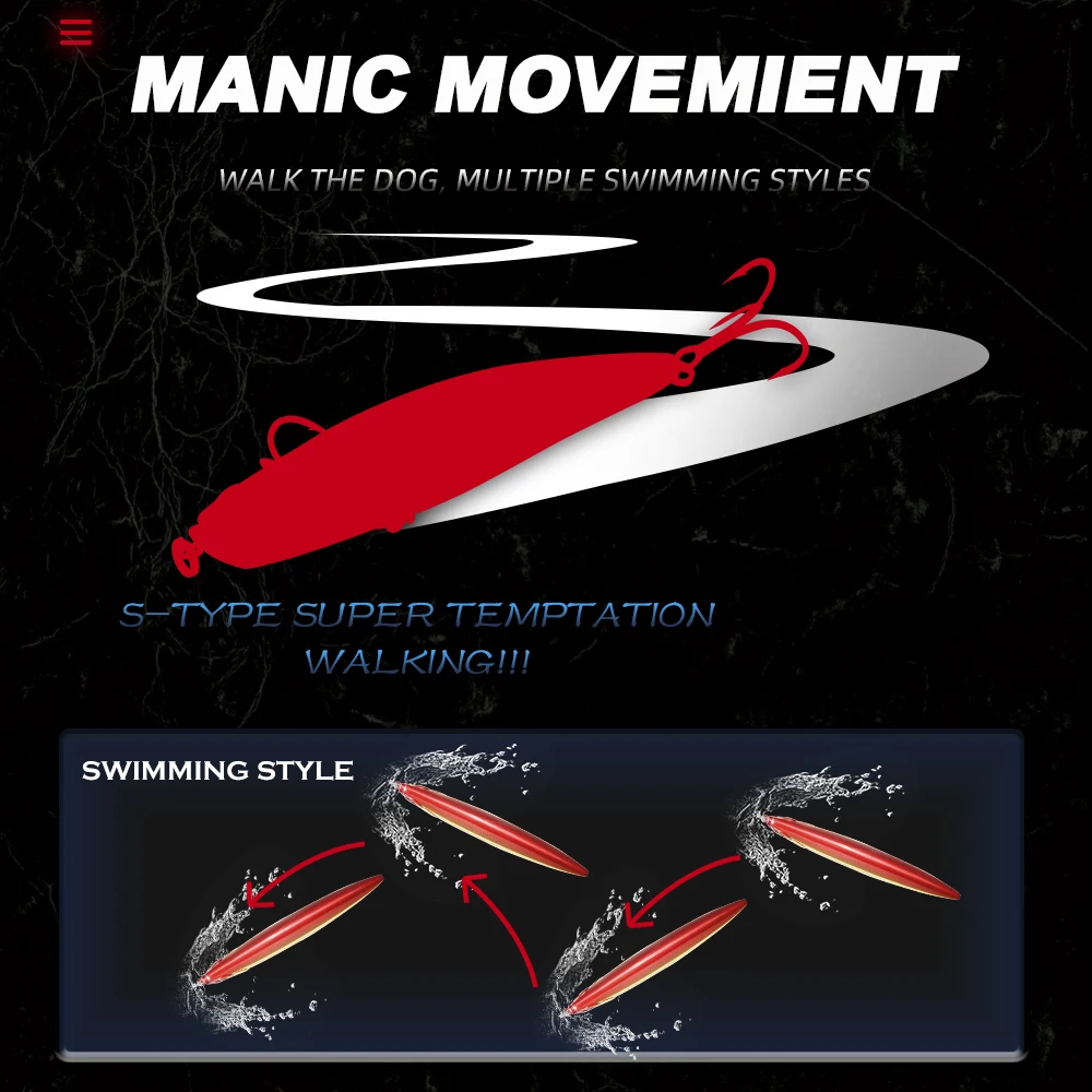 Hunthouse Shore Glide-señuelo de pesca con lápiz que se hunde, 108mm, 27,5g, Stickbait WTD, cebo duro, aparejos de pesca para lubina, cabeza de serpiente LW549 - imagen 4