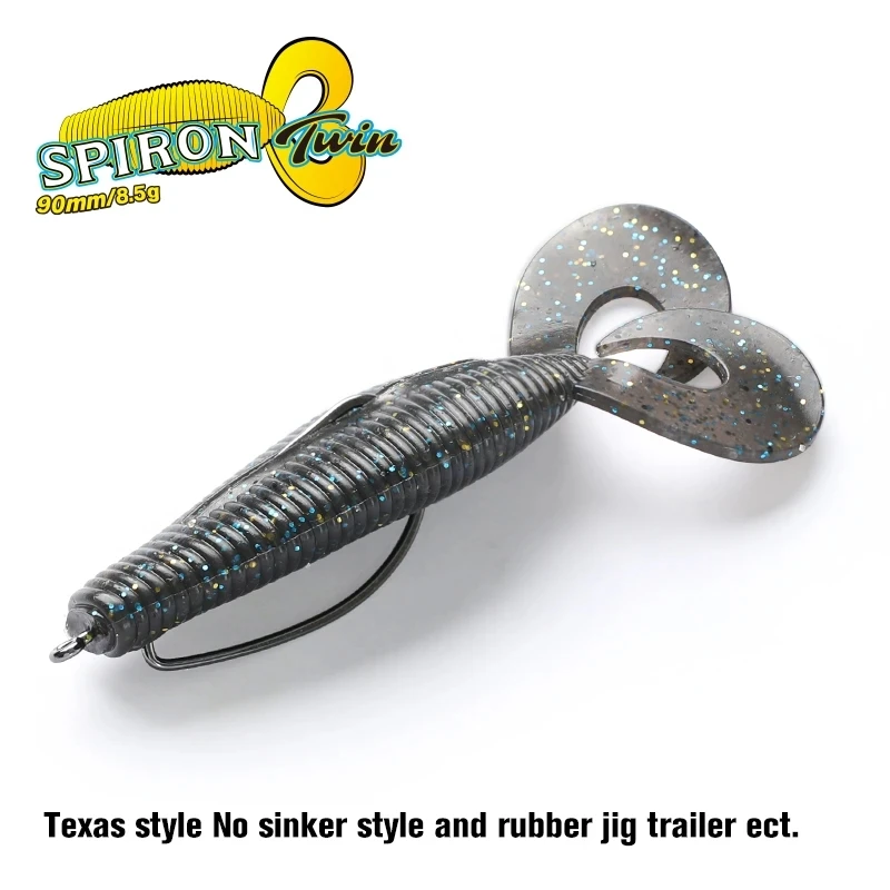 TSURINOYA-señuelo de pesca de silicona, doble aparejo de pesca de 3,5 pulgadas/90mm, 6 piezas, 8,5g - imagen 5