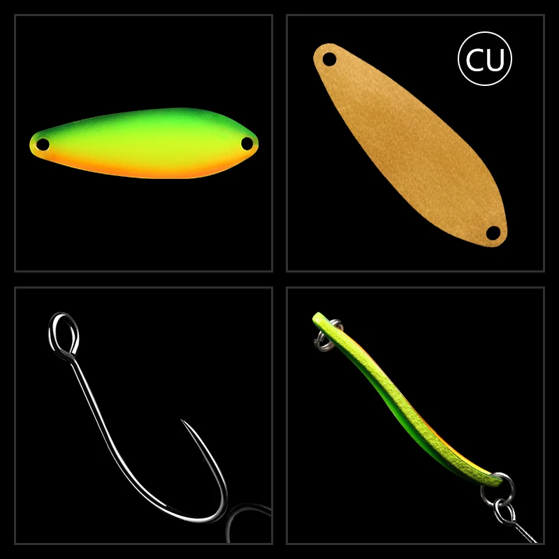LETOYO-señuelo de pesca con forma de hoja de sauce, 2,5g/3,5g, capa de natación completa, cebo giratorio de cobre, señuelo luminoso con cuchara UV para trucha - imagen 2