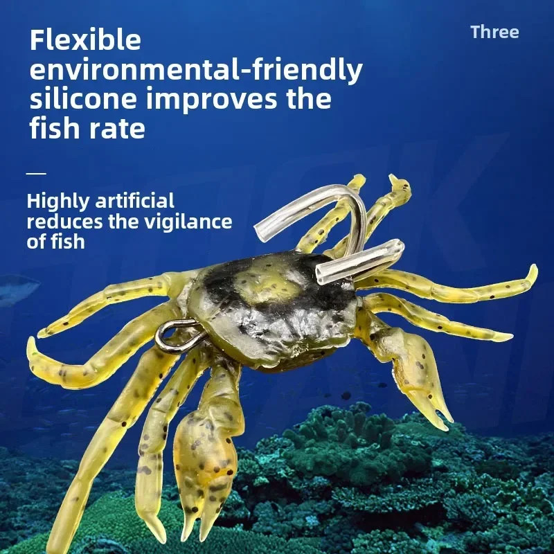 Cebo de cangrejos, Señuelos de Pesca de 8cm, 10cm, simulación de cangrejo, cebo suave de silicona con anzuelo afilado, aparejos de Pesca artificiales de agua dulce - imagen 3