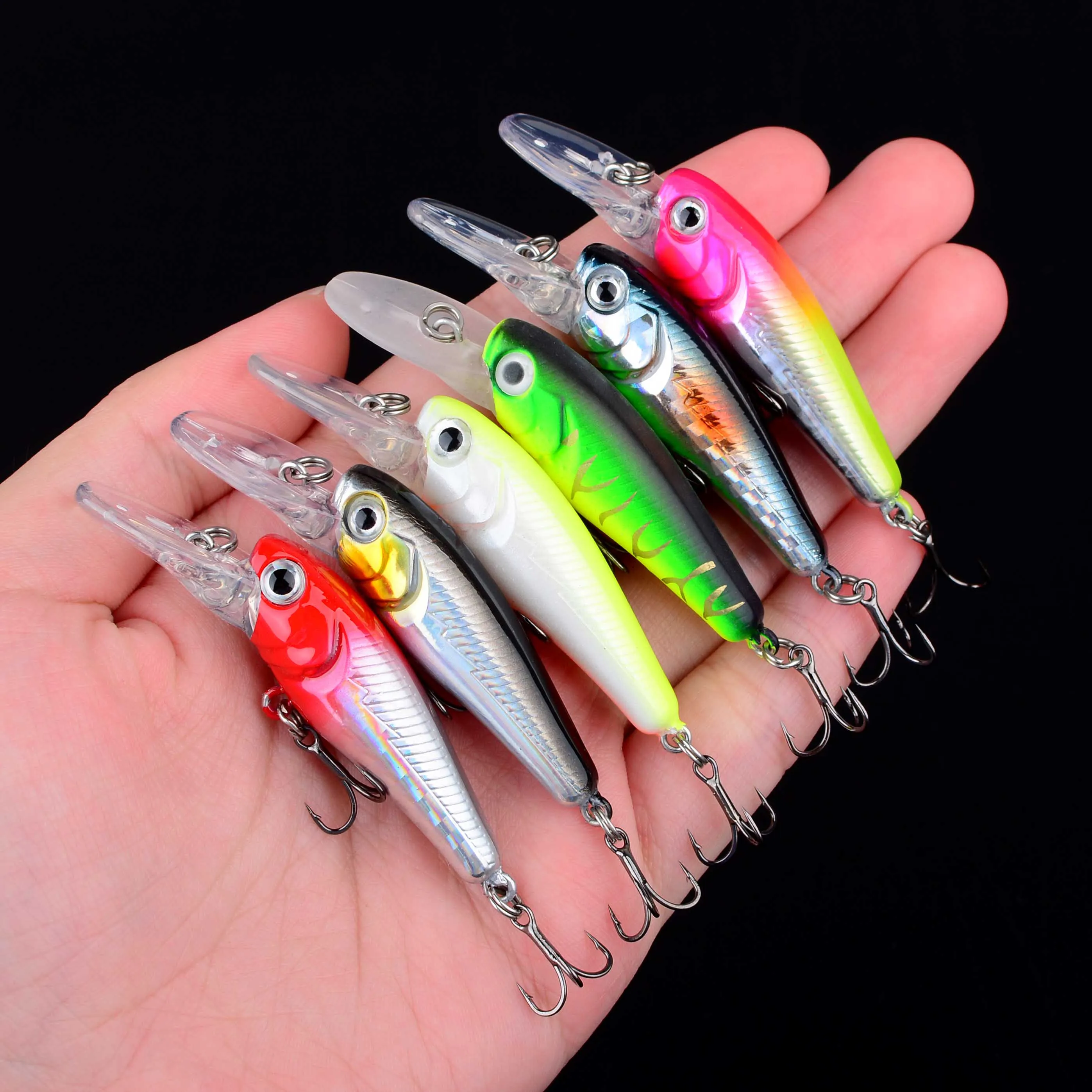 6 uds Mini Minnow Señuelos de Pesca Wobblers cebo duro de plástico Artificial Crankbait Jerkbait Pesca aparejos de lubina