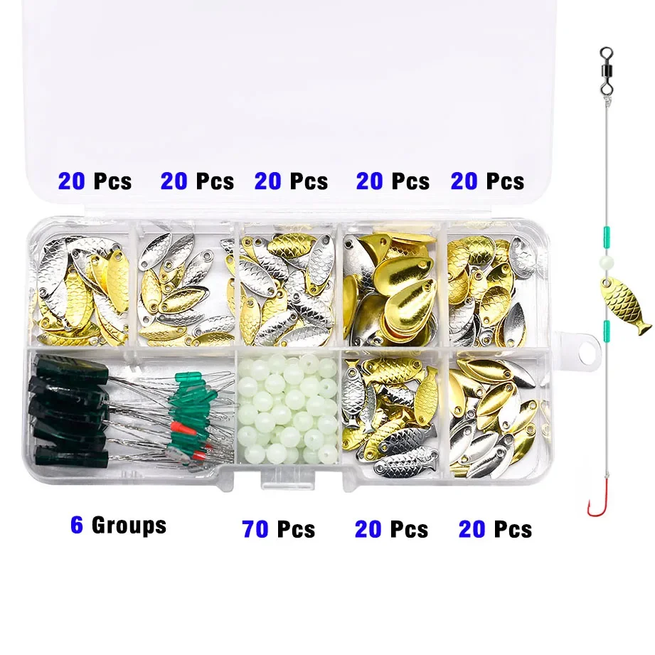 Señuelo de pesca con cuchillas giratorias, Kit DE FABRICACIÓN de cebo artesanal, cuentas de tapón y frijoles espaciales, juego de accesorios de equipo de pesca, 216 piezas - imagen 3