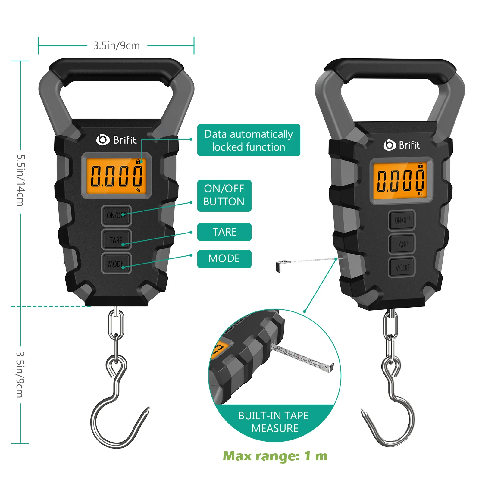 Báscula de pesca digital 50kg – Regla integrada y portátil - imagen 3