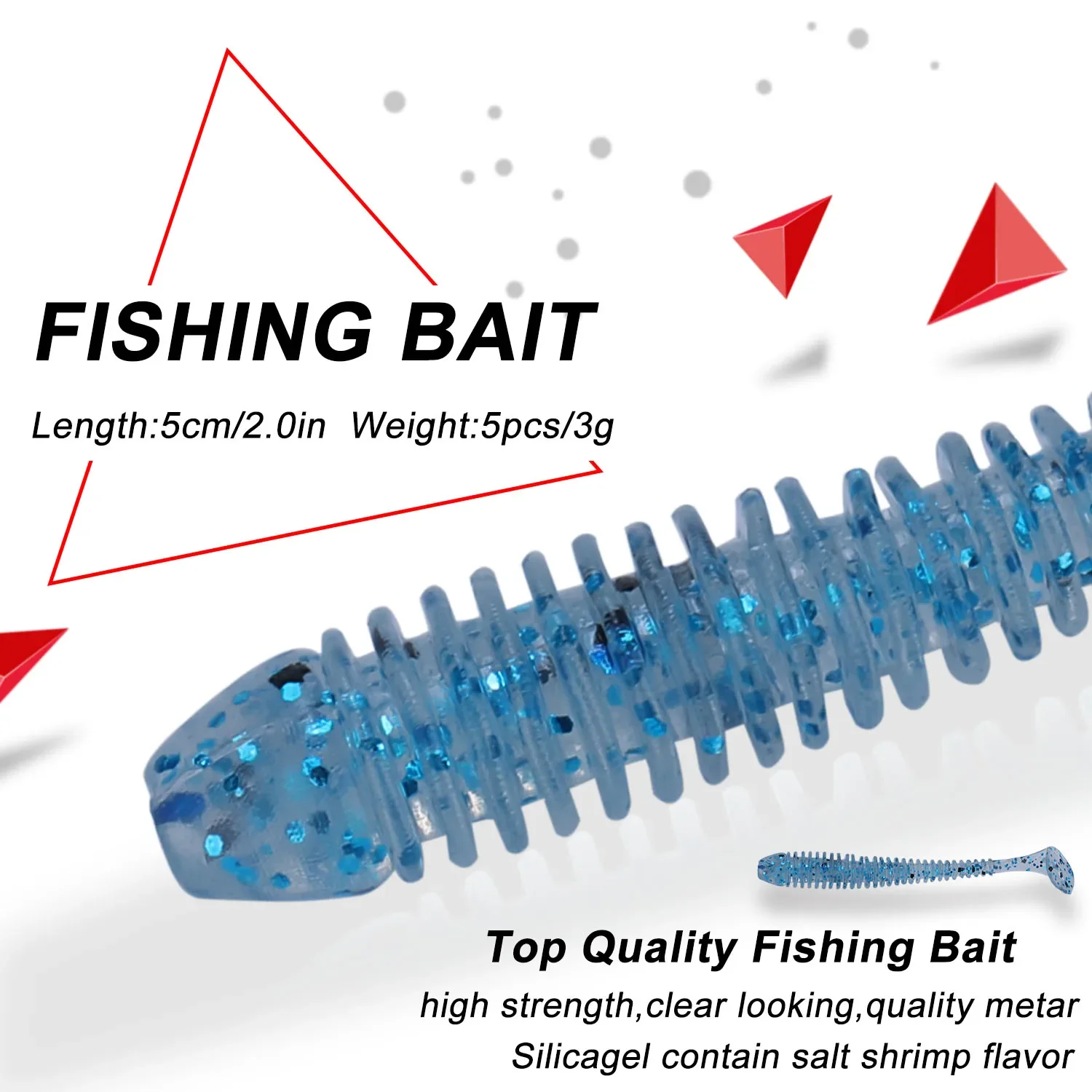 Sougayilang 5 uds/10 Uds señuelo suave 5cm 0,6g cebos artificiales realistas Wobblers señuelos blandos carpa pesca de silicona cebos blandos - imagen 5