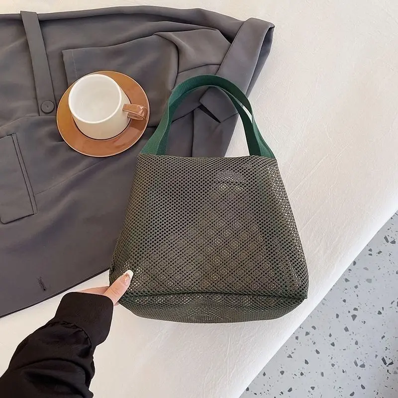 Bolsa de malla con cremallera de gran capacidad, bolsa de almuerzo, bolsa de playa para lavado, Estuche de transporte, neceser de viaje, bolsa de maquillaje, bolsa de cosméticos portátil - imagen 4