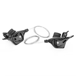 1 par de palancas de cambio de bicicleta negras de aleación de aluminio con Cables interiores, 3x7/8/9 velocidades
