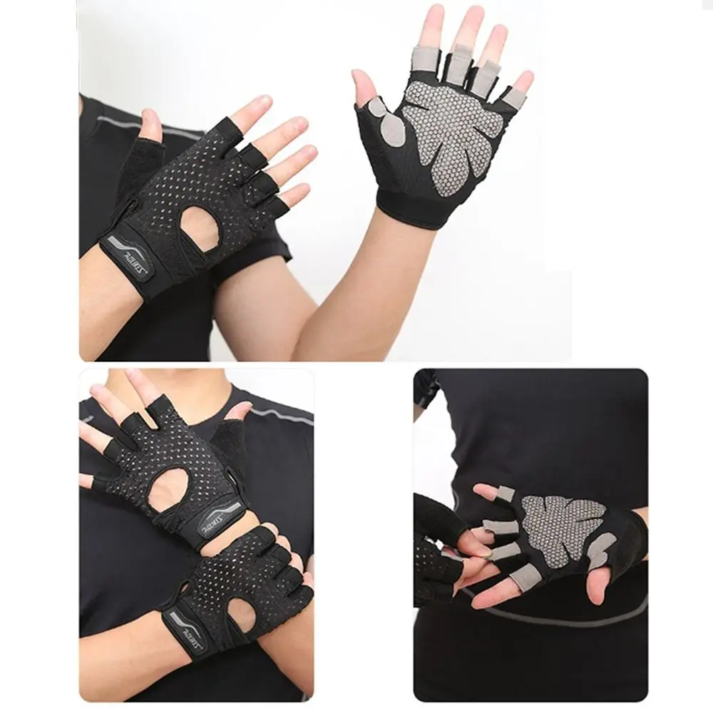 Guantes deportivos transpirables para montar, protección antideslizante para la palma, guantes de medio dedo, muñequeras Unisex, soporte para levantamiento de pesas, Yoga - imagen 5
