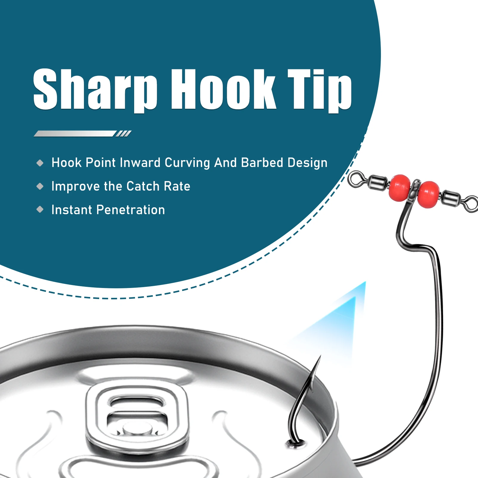 Anzuelo de pesca giratorio Ewg de 9KM, anzuelos de gusano para pesca de lubina con agua dulce y agua salada giratoria - imagen 4