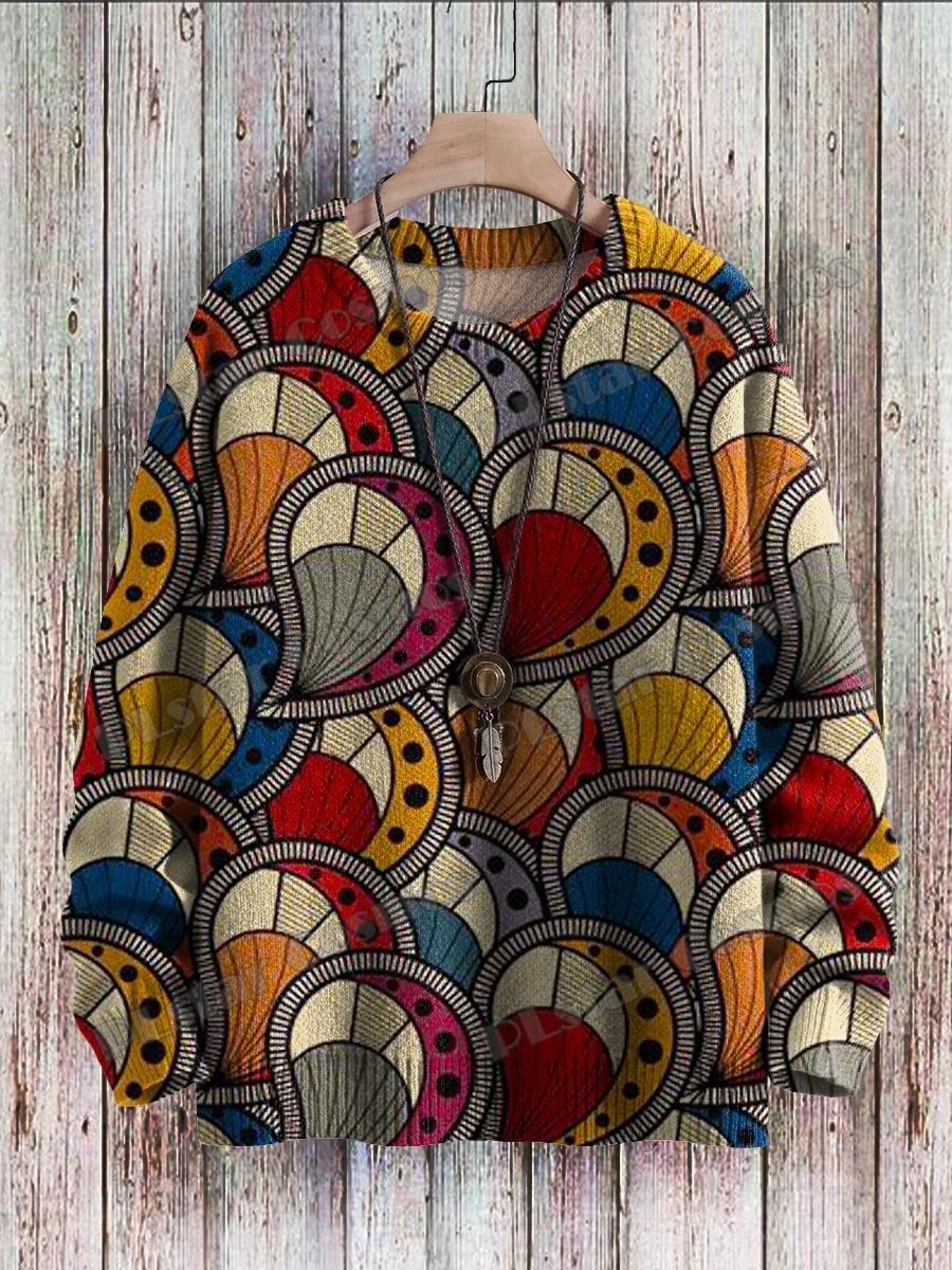 Jersey de punto informal Unisex de invierno cuando las madres hablan Street Art Graffiti 3D impreso cuello redondo suéteres de punto KMY41 - imagen 5