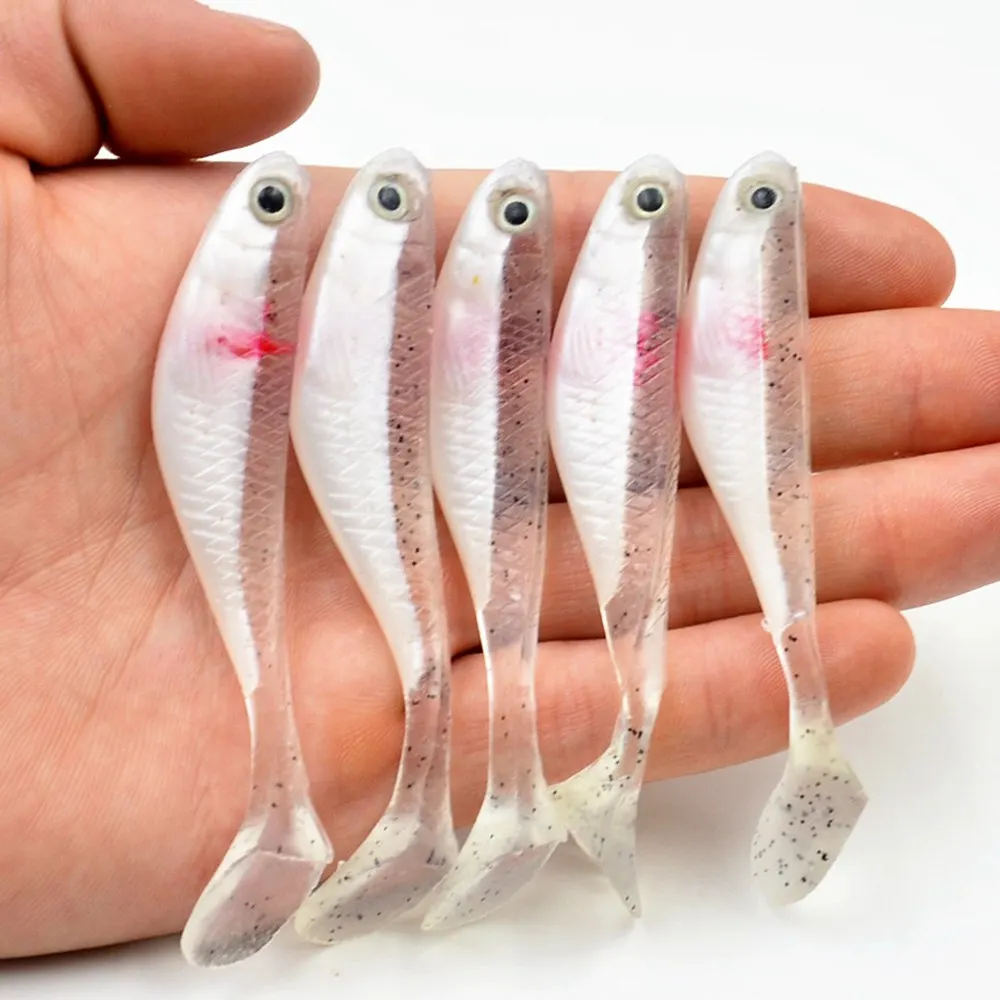 Señuelos de Pesca de silicona blanda, 8,5 cm, 5g, Wobblers artificiales, Swimbait, aparejos de pesca de carpa, 5 unids/lote por bolsa - imagen 5