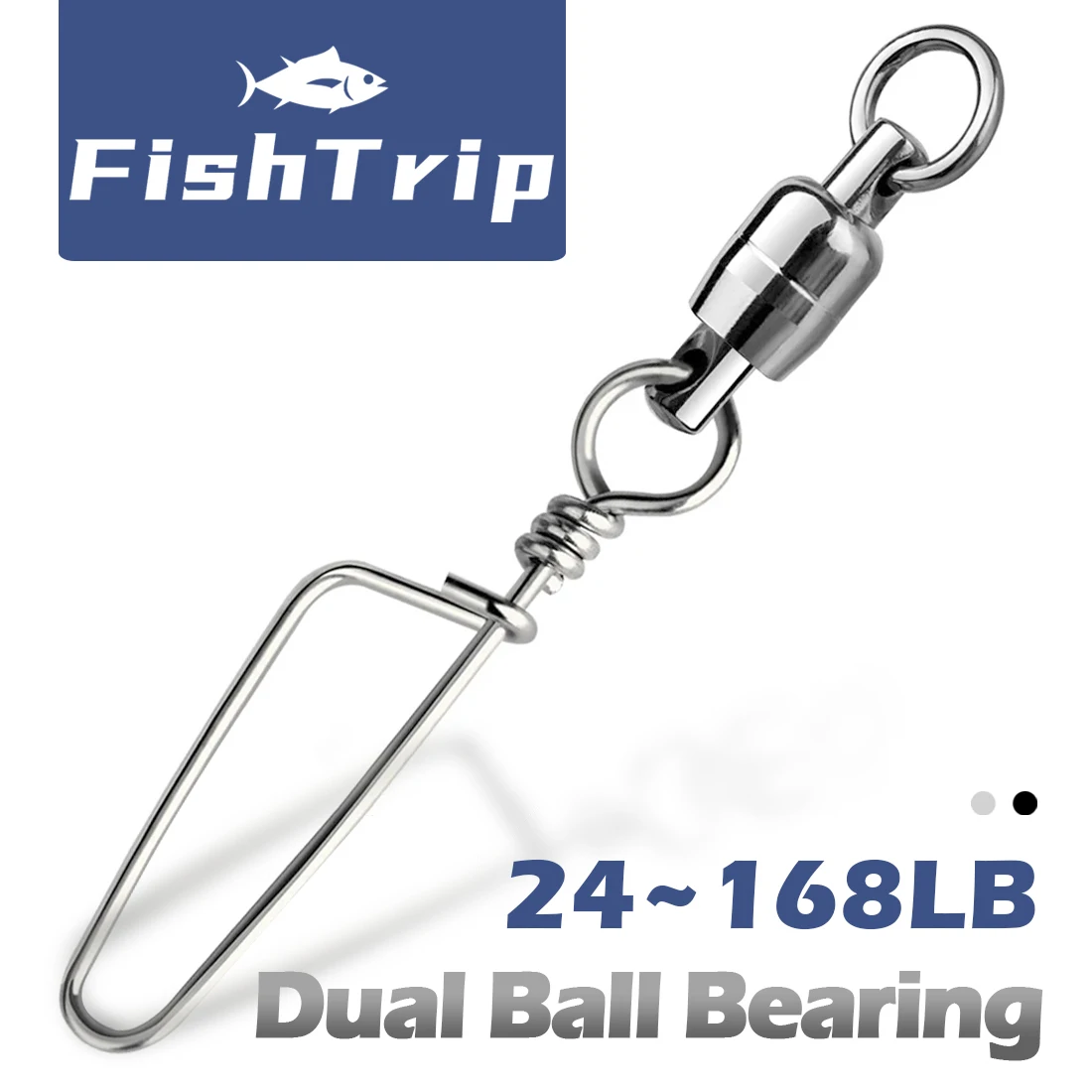FishTrip 10 Uds. Giratorios de doble rodamiento de bolas Coastlock Snap de torneo de acero inoxidable de alta resistencia para pesca en agua salada