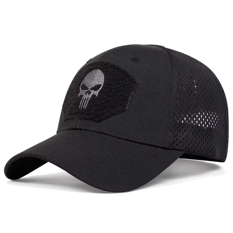 Top bordado de calavera Unisex con parche, gorras de béisbol transpirables, sombrero informal ajustable para exteriores para primavera y otoño, sombrero protector solar - imagen 5