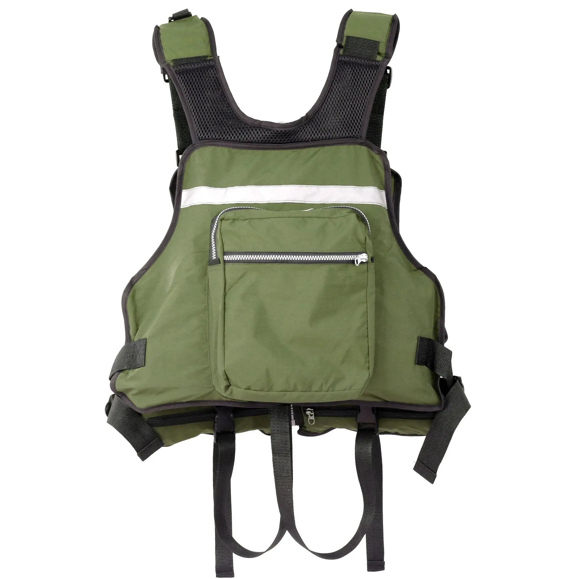 Chaleco salvavidas de pesca con correa de fijación, chaleco ajustable con silbato, malla transpirable, múltiples bolsillos, traje de flotabilidad para exteriores - imagen 5