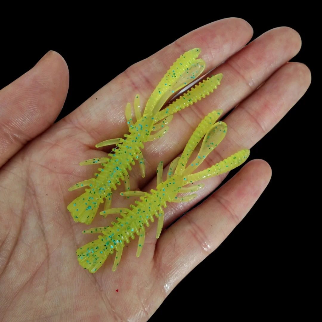 Señuelos blandos flotantes para Pesca, cebo de Camarón, gusano de silicona, Wobbler, trucha, lubina, Texas, 100 piezas, 6cm - imagen 2