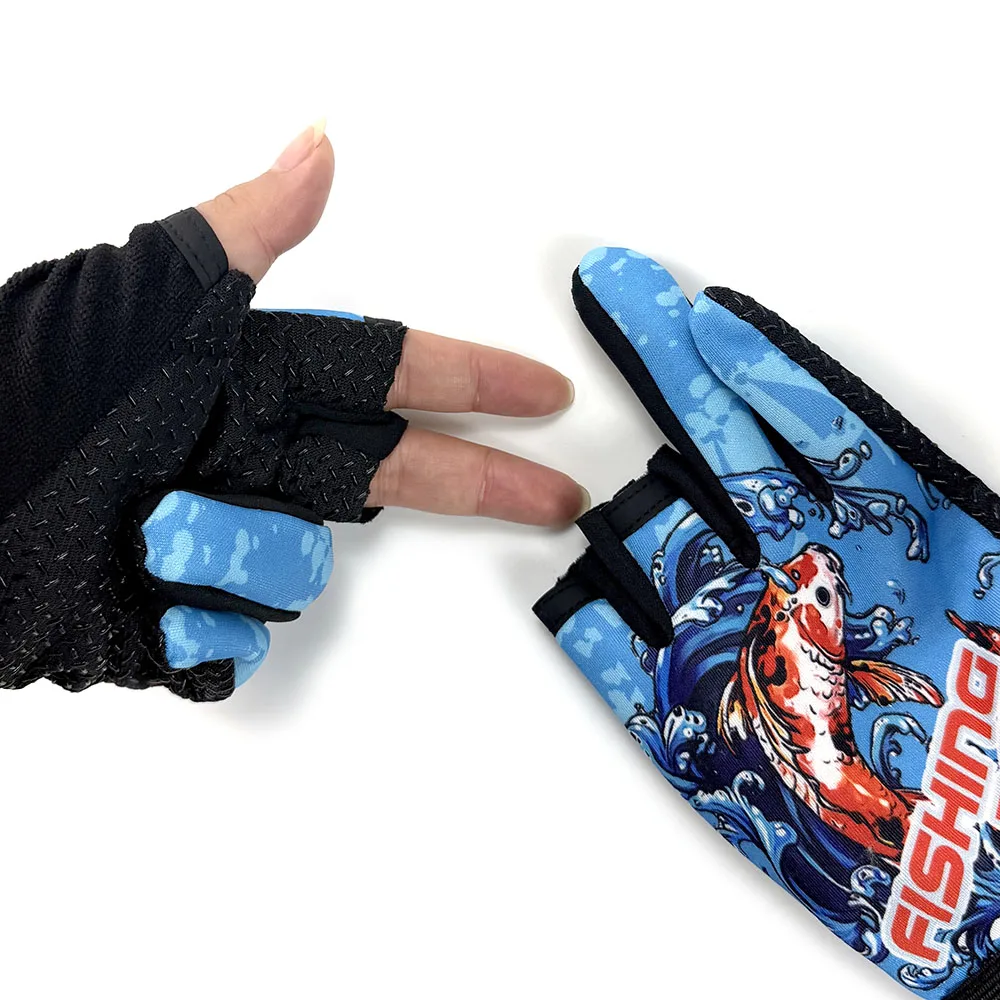 Guantes de pesca antideslizantes transpirables dedos cortados UV - imagen 3