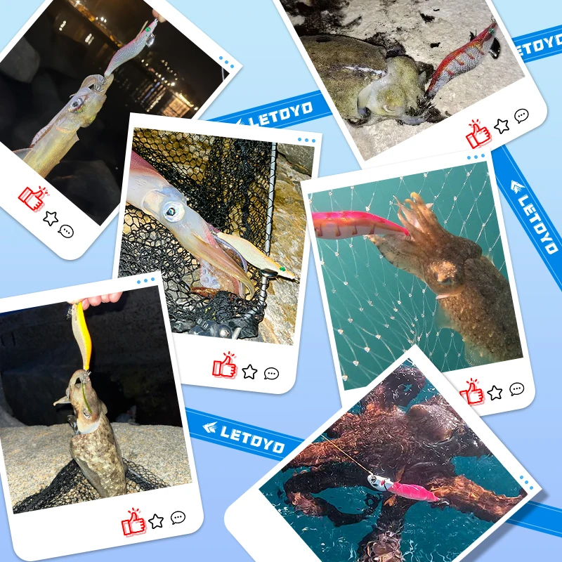 LETOYO 3.0# 3.5# squid bait luminous squid jig eging Artificial bait Webfoot Octopus Cuttlefish sea fishing lure squid lure - imagen 3