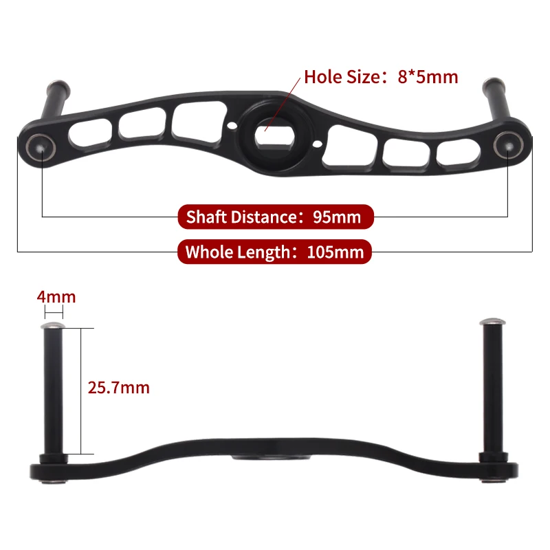 Kawa-mango de carrete de pesca, mano de aleación de aluminio sin perilla para Da/Abu/Shi, tamaño del agujero de Baitcasting 7*4/8*5mm de longitud 105/100/95mm DIY - imagen 2