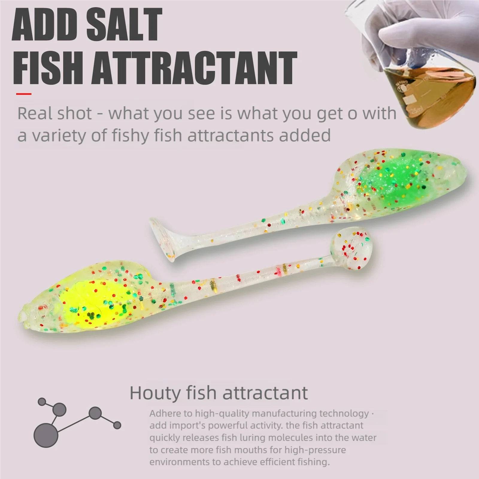 9KM 20 piezas cebos de silicona con cola en T Señuelos de Pesca blandos 4,8 cm señuelo de plástico suave colorido cebo Artificial pesca de lubina para agua salada - imagen 5