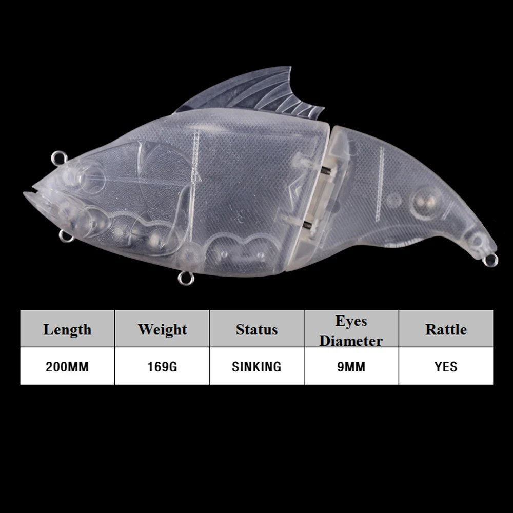 Chan'sHuang-señuelo de pesca Artificial, cebo en blanco sin pintar, 2 piezas, 200MM, 169G, 2 segmentos - imagen 2