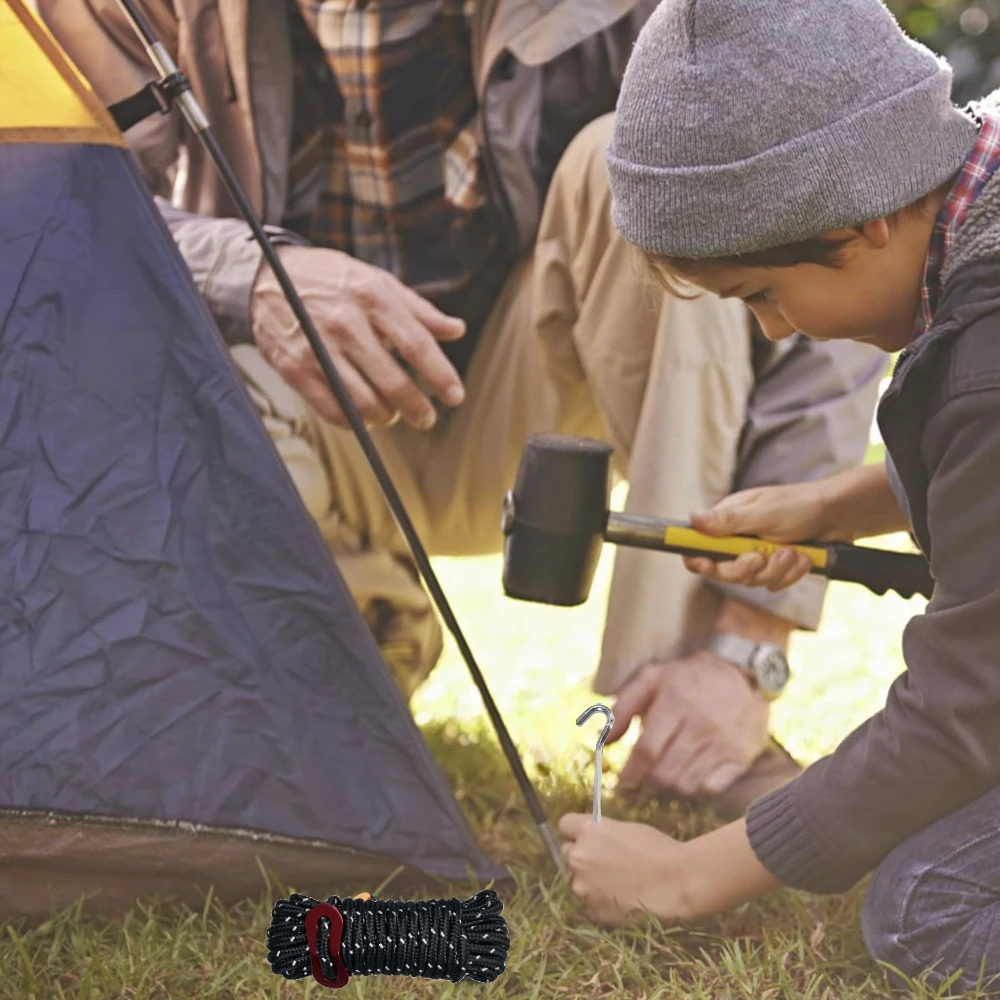 Cuerda a prueba de viento de 4mm y clavos para el suelo, cuerdas para tienda de campaña para exteriores, cuerda para acampar para tienda de senderismo, lona, dosel, accesorios, 2/4 Uds. - imagen 2