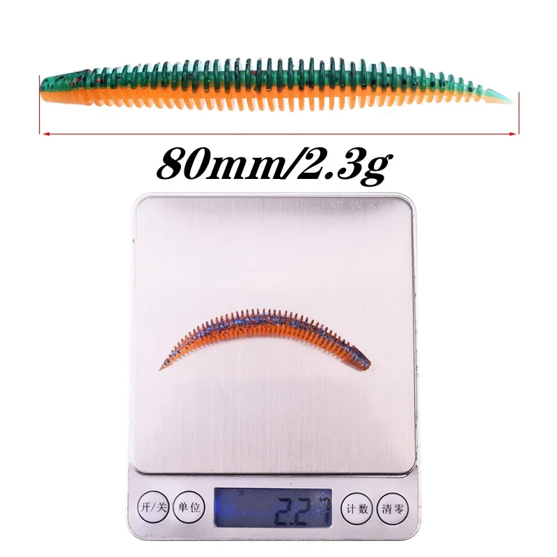 10 Uds. Cebo suave de silicona de colores dobles brillantes 8cm 2,3g señuelo de pesca para Lucio plantilla Wobblers Swimbait Leurre Artificial - imagen 3